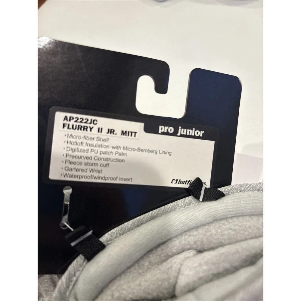 HOTFINGERS Youth 9-10 Flurry‎ ll Heather Gray Glove Pro Junior Large